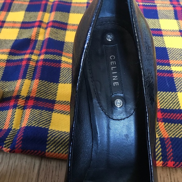 Celine Yellow Brown Black High Heels Stitching - Picture 3 of 8